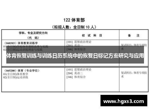 体育恢复训练与训练日历系统中的恢复日标记方案研究与应用